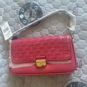 MICHAEL Michael Kors Bradshaw Small Leather Convertible Shoulder Bag -Berry
